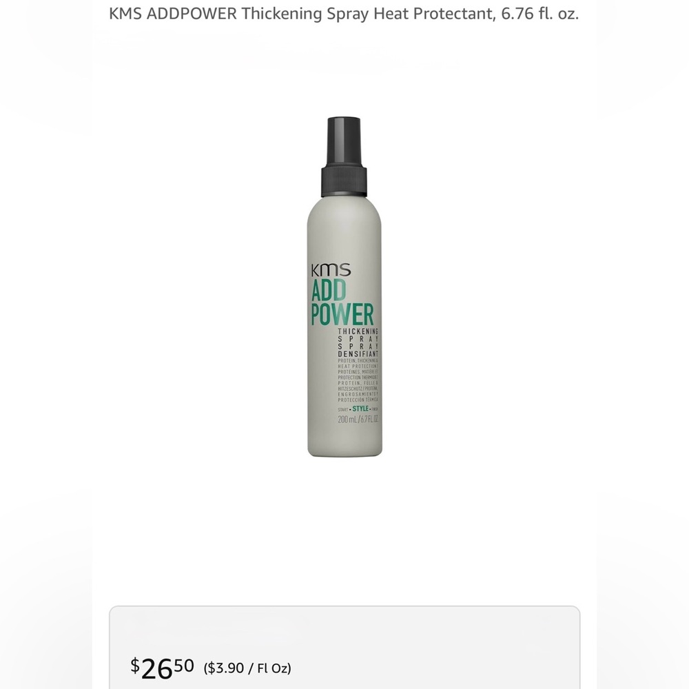 KMS ADDPOWER Thickening Spray Heat Protectant, 6.76 FL OZ